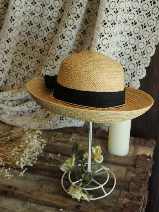 Vintage 1990s 2000s Hat, Scala Straw Wide Brimmed Sunhat with Black Ribbon, Mill main image 10